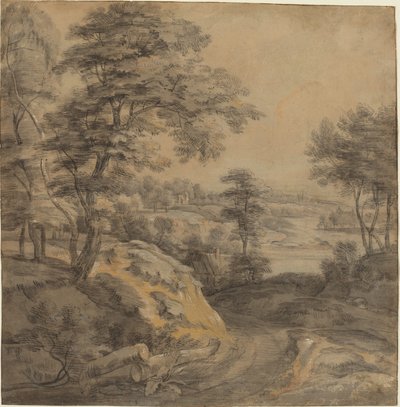 Waldlandschaft mit einer Straße von Lodewijk de Vadder