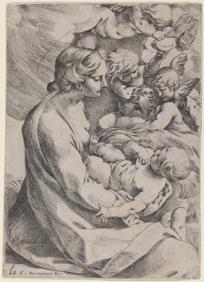 Madonna und Kind mit Engeln von Lodovico Carracci