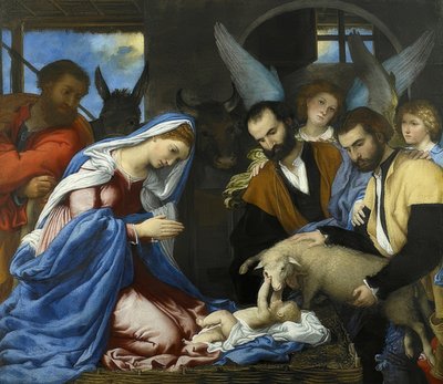 Die Anbetung des Christuskindes von Lorenzo Lotto