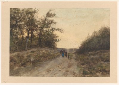 Landschaft mit Figuren auf einem Feldweg von Louis Apol