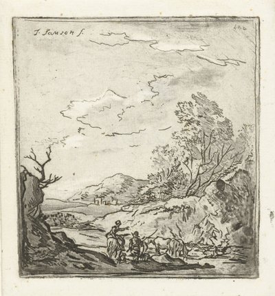 Landschaft mit Reiter und Hirte von Louis Bernard Coclers