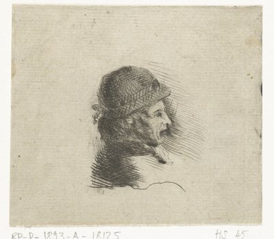 Männerkopf mit Hut nach rechts von Louis Bernard Coclers