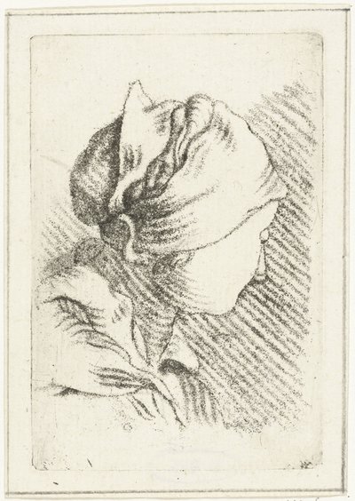 Studienblatt mit einem Frauenkopf mit Kopftuch von Louis Bernard Coclers