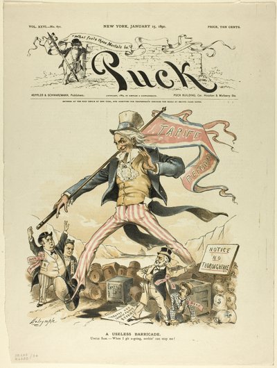 Eine nutzlose Barrikade, aus Puck von Louis Dalrymple