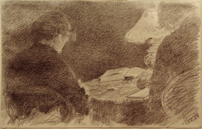 Mary und Emma Eysen unter einer Tischlampe von Louis Eysen