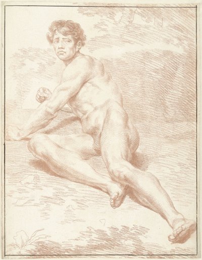 Männlicher Akt, liegend, sich aufrichtend von Louis Fabritius Dubourg
