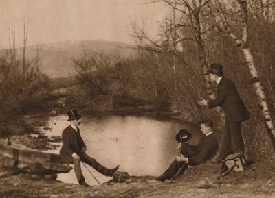 Drei Männer am Teich, 1937 von Louis Guichard