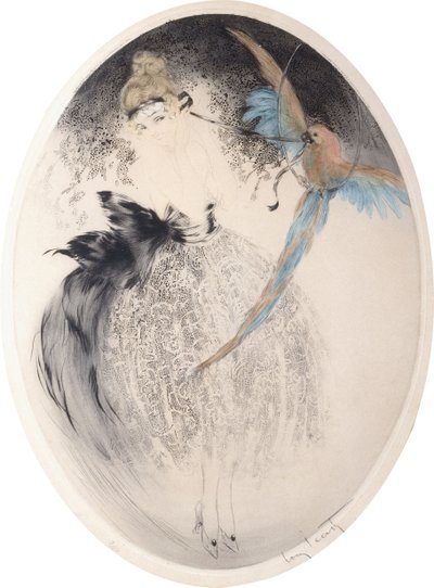Dame mit Papagei von Louis Icart