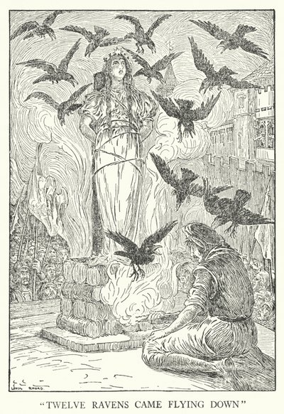 "Zwölf Raben kamen herabgeflogen" (Lithografie) von Louis John Rhead