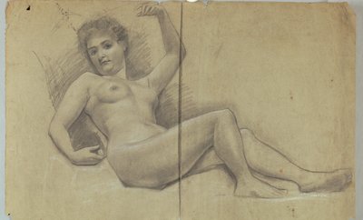 Studie einer liegenden nackten Figur von Louis Schaettle