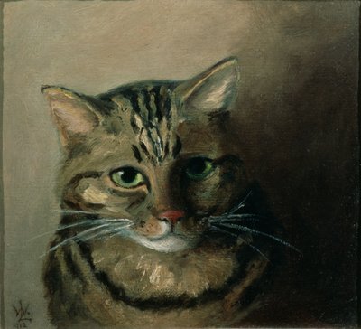 Eine Kopfstudie einer getigerten Katze von Louis Wain