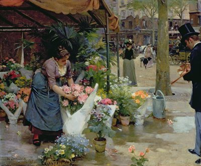 Blumenmarkt in Paris von Louis de Schryver