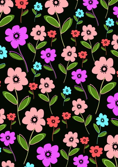 Retro-Blumenmuster von Louisa Hereford