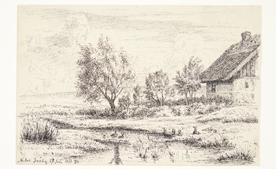Landschaft mit Bauernhaus von Louise Ravn Hansen
