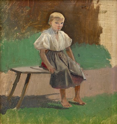 Studie eines sitzenden Bauernmädchens von Laszlo Mednyanszky