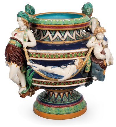 Große Minton-Majolika-Jardiniere, ca. 1870 (Keramik) von Ltd Mintons