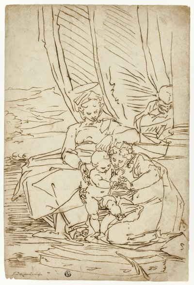 Heilige Familie mit der Heiligen Katharina von Luca Cambiaso