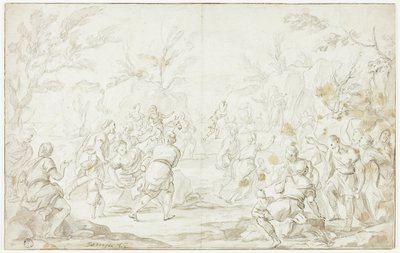 Moses schlägt den Felsen von Luca Giordano