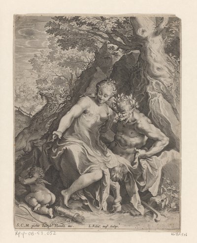 Nymphe auf dem Knie eines Satyrs von Lucas Kilian