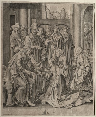 Esther vor Ahasverus von Lucas van Leyden