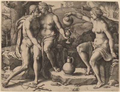 Lot und seine Töchter von Lucas van Leyden