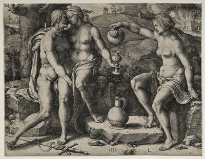 Lot und seine Töchter von Lucas van Leyden