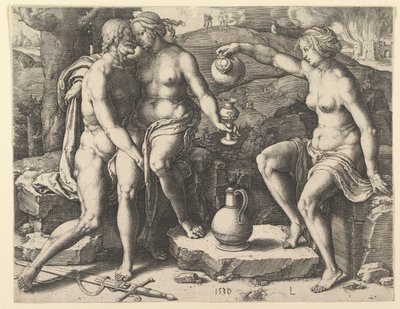 Lot und seine Töchter, 1530 von Lucas van Leyden