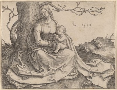 Die Jungfrau unter einem Baum sitzend von Lucas van Leyden