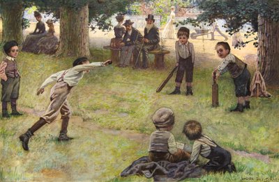 Jungen spielen Cricket (Aquarell) von Lucien Davis