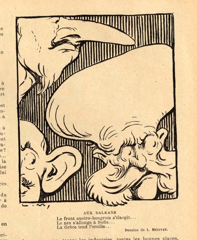 Le Rire rouge, Satirisch in Schwarz-Weiß von Lucien Metivet