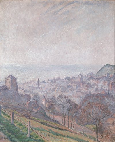 Hastings: Nebel, Sonne und Rauch, 1918 von Lucien Pissarro