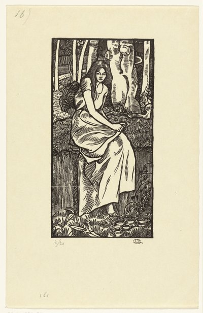 Frau im Wald von Lucien Pissarro