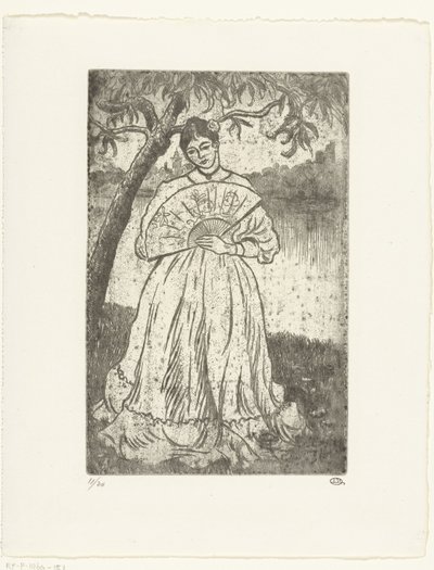 Frau mit Fächer von Lucien Pissarro