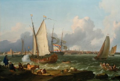 Blick von der Insel Nesserland auf Emden von Ludolf Backhuysen