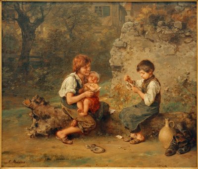 Kartenspielende Schusterjungen von Ludwig Knaus