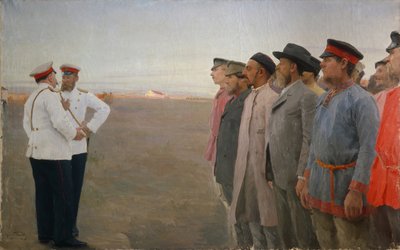 Die Rekrutierung von Lukjan Vasilievich Popov