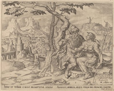 Juda gibt Tamar das Pfand, um 1566 von Maarten van Heemskerck