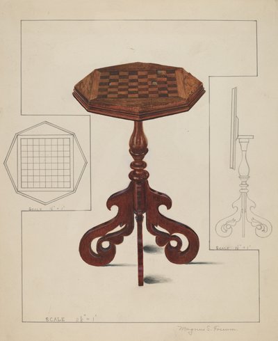 Schachbrett-Tischplatte, ca. 1936 von Magnus S. Fossum