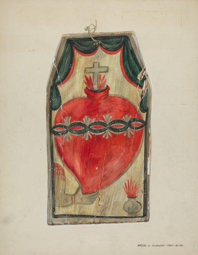 Retablo Heiliges Herz, ca. 1939 von Majel G. Claflin