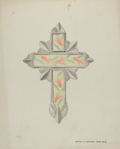 Zinn- und Tapetenkreuz, ca. 1937 von Majel G. Claflin