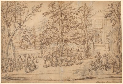 Gartenparty in einem Landhaus von Marcellus Laroon II