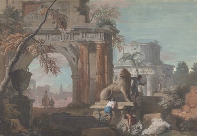 Capriccio mit römischen Ruinen, ca. 1700-1730 von Marco Ricci