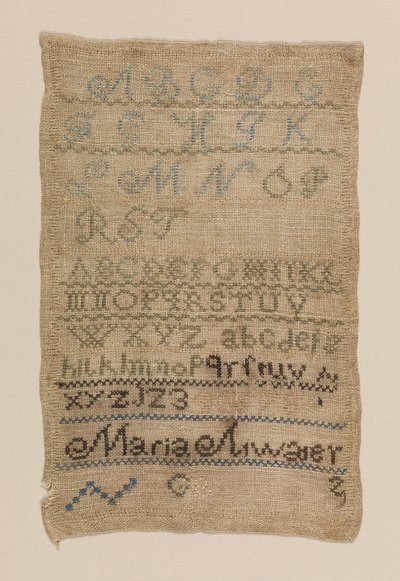 Stickmustertuch von Maria Atwater