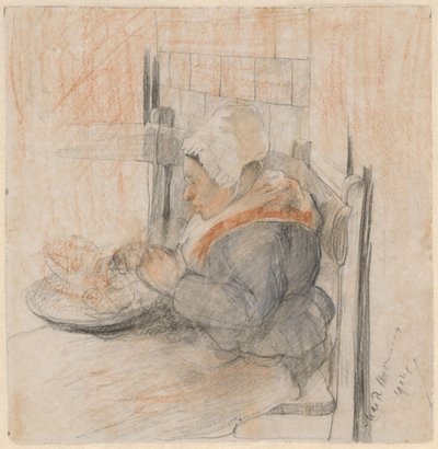 Bäuerin am Tisch von Marie de Roode Heijermans