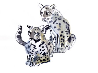 Mutter und Sohn (Arabische Leoparden), 2008 von Mark Adlington
