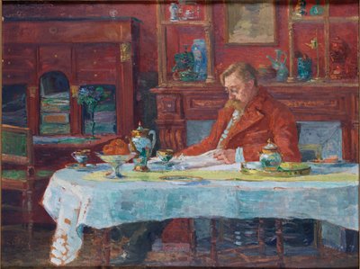 Émile Verhaeren 1855-1918 am Tisch, 1900 von Marthe Verhaeren