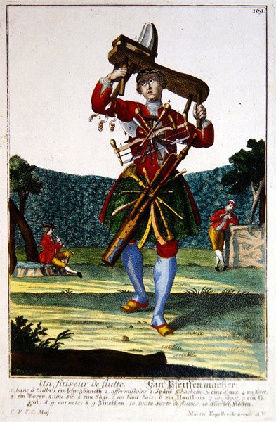 Der Flötenmacher, ca. 1735 von Martin Engelbrecht