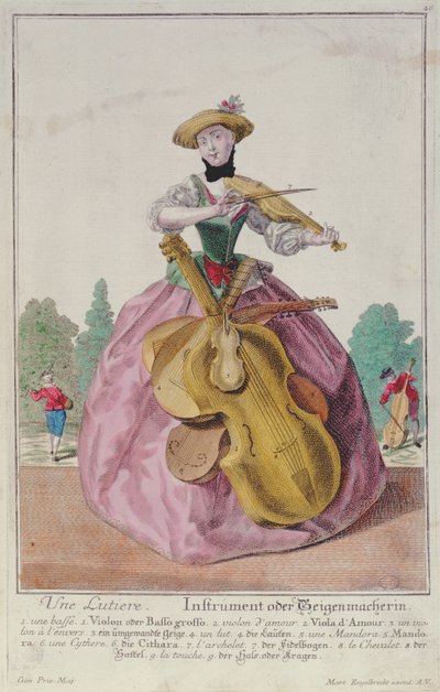 Der Instrumentenbauer, ca. 1735, veröffentlicht in Augsburg von Martin Engelbrecht