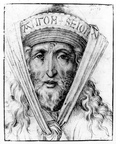 Kopf eines Hohepriesters, ca. 1470 von Martin Schongauer