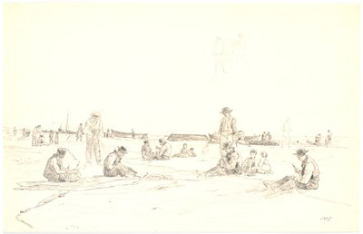 Fischer flicken Netze am Strand, Skagen von Martinus Rørbye